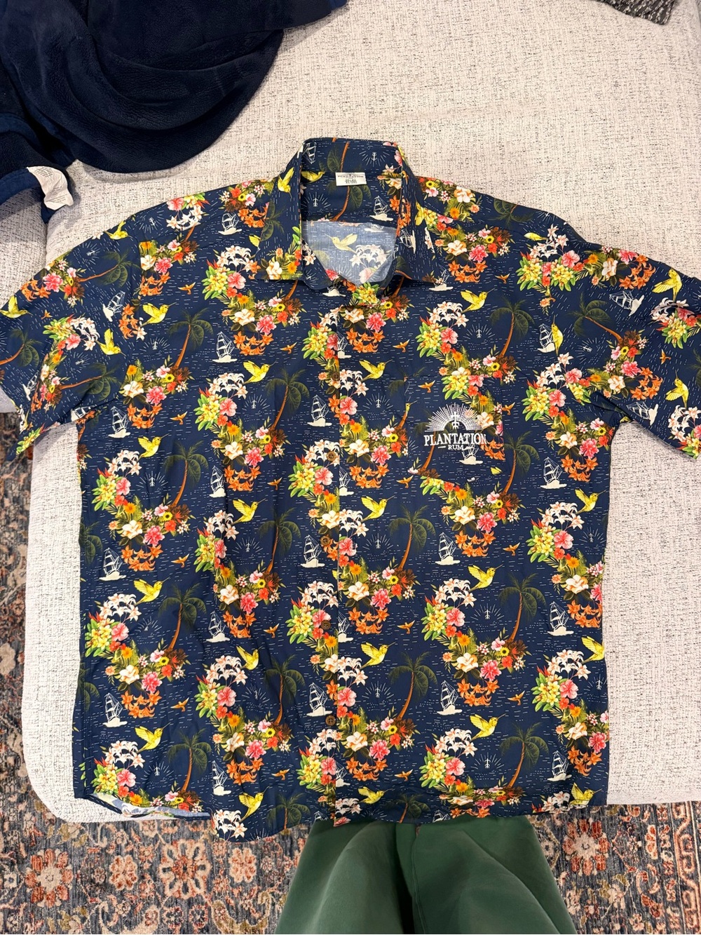 Plantation (Planteray) Rum Men’s Navy Tropical Floral Short-Sleeve Shirt